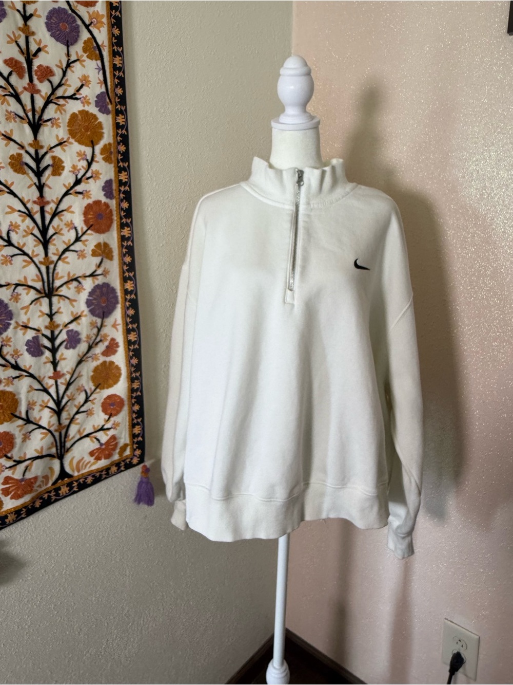 Nike Off-White Half-Zip Mock Neck Sweatshirt